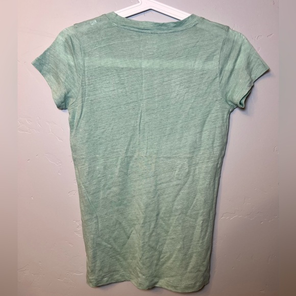 J Crew Women’s Linen V-neck T-Shirt M Slub Knit Short Sleeve Shirt - Teal - Picture 4 of 4